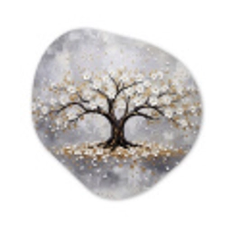 Boom - Bloemen - Natuur - Abstract - Wit Wandcirkel Organisch Aluminium middel -3d