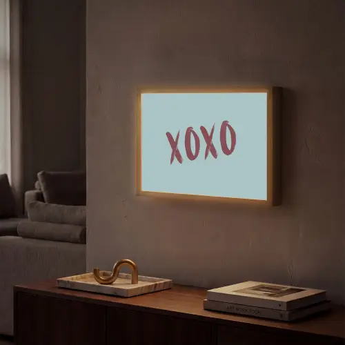 XOXO - Blauw - Rood Light Box met batterij (Wandlamp) middel -sfeer1