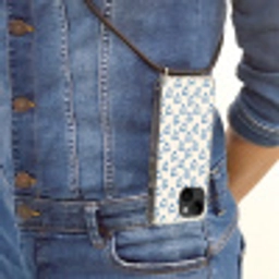 Hartjes patroon - Blauw - Beige - Liefde Crossbody Case iPhone 14 middel -sfeer2