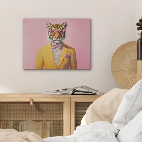 Tijger - Bril - Geel - Jasje PET vilt klein -sfeer3