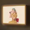 Illustratie - Mascara - Vrouw - Geel Light Box met batterij (Wandlamp) middel -z3d_website