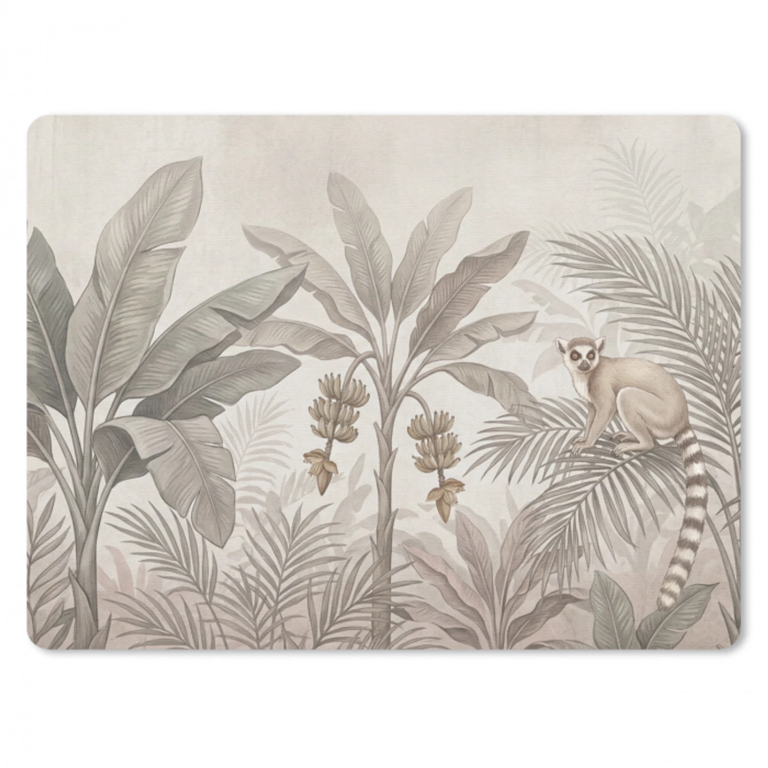 Natuur - Jungle - Ringstaartmaki - Bruin muismat rubber klein -3d