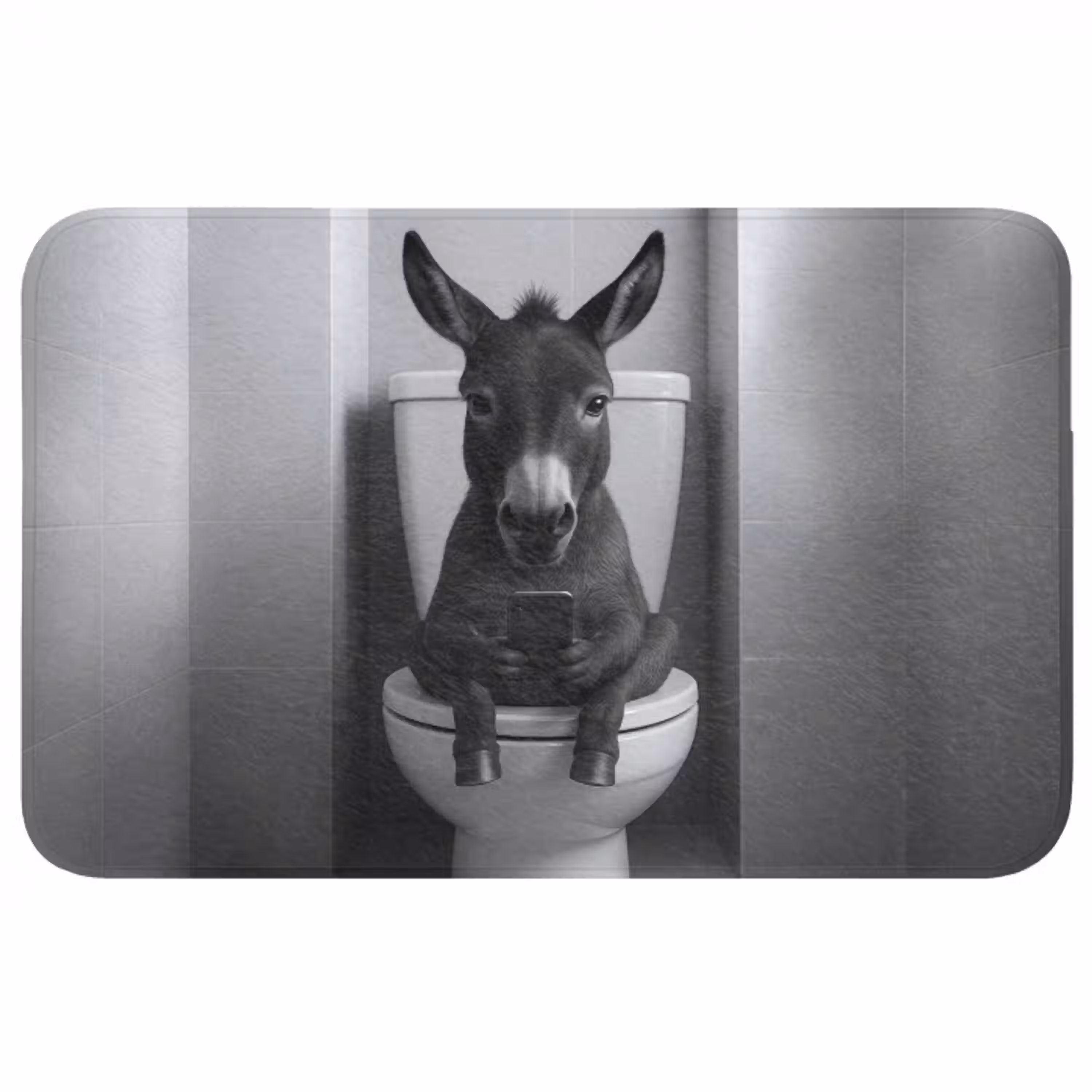 Ezel - Telefoon - Toilet - Zwart - Wit WCmat middel -3d