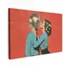 Vrouw - Retro - Discobal - Kus Tuinposter op houten frame 2 cm dik klein -3d
