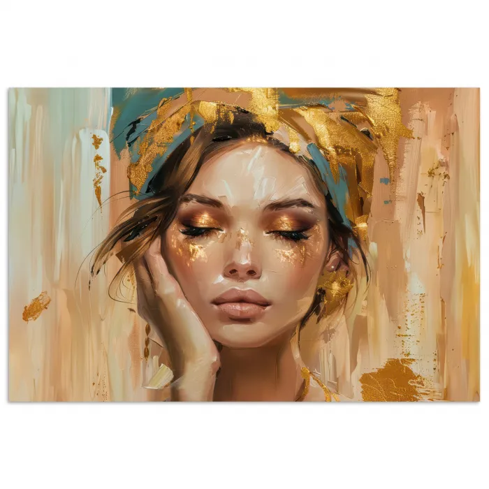 Vrouwen - Portret - Luxe - Goud poster papier klein -3d