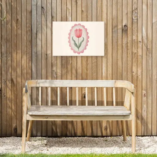 Tulp - Lijst - Ovaal - Illustratie Tuinposter op houten frame 2 cm dik klein -sfeer4
