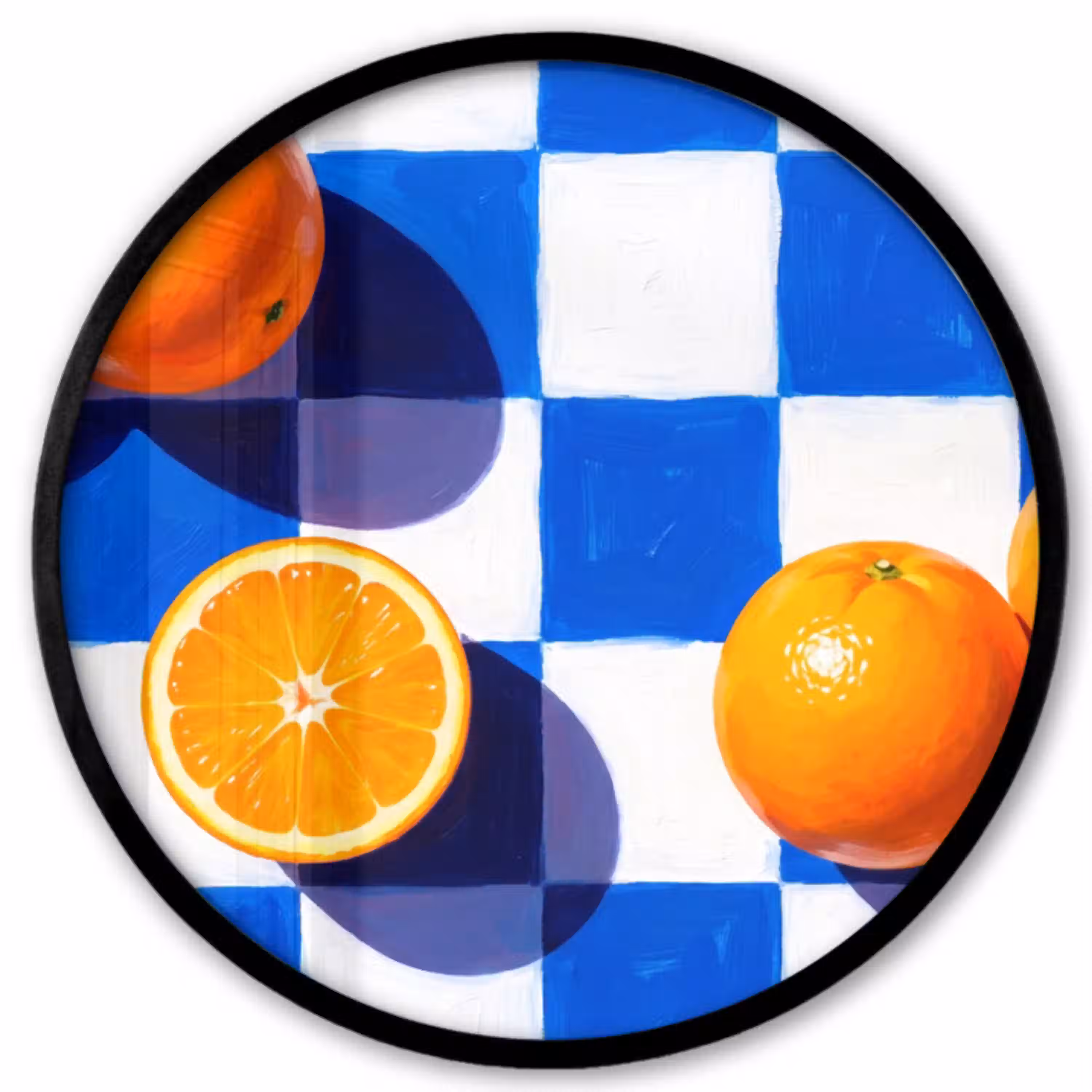 Sinaasappel - Geruit - Eten Fotolijst rond zonder passe partout klein -3d