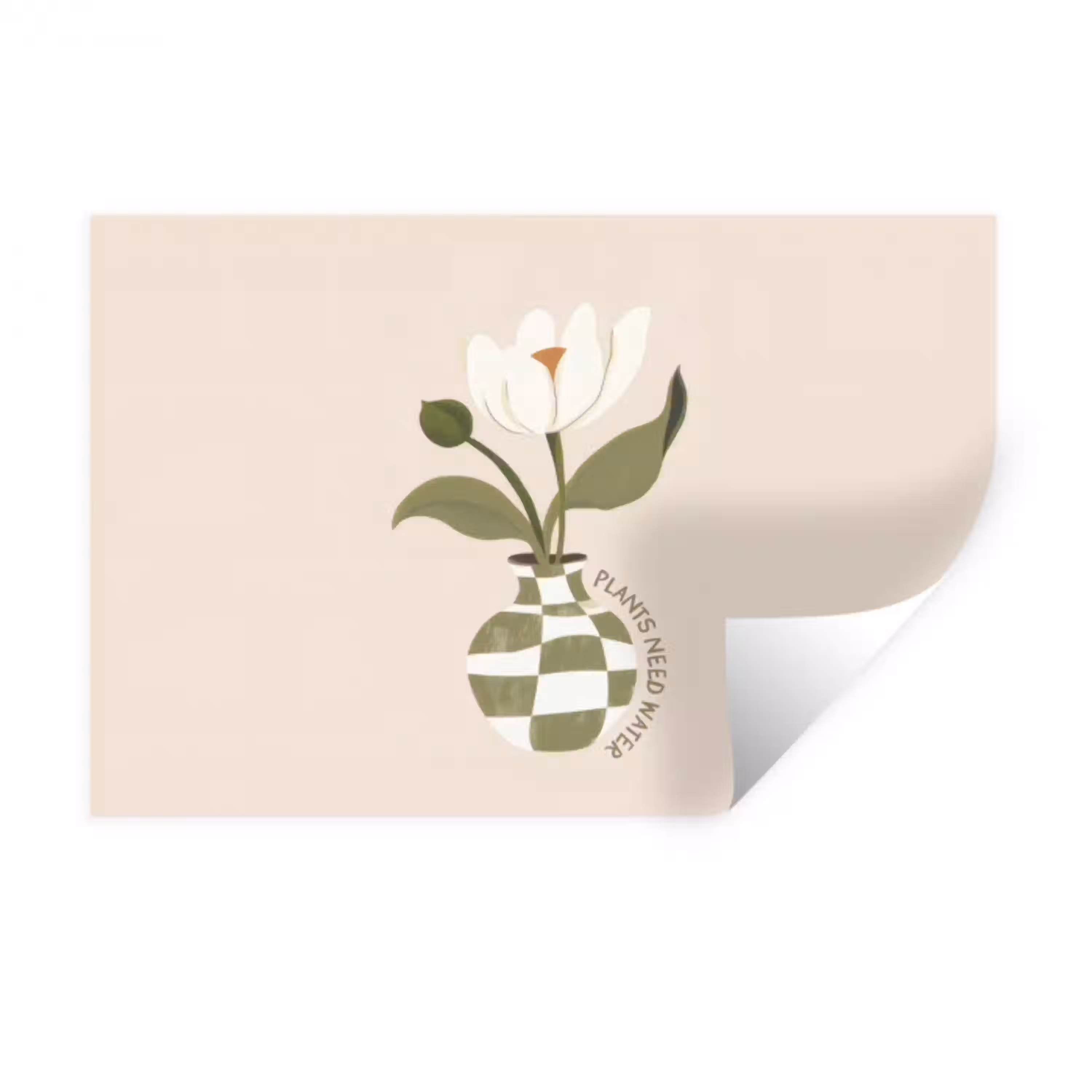 Bloem - Wit - Vaas - Quote Muursticker klein -3d