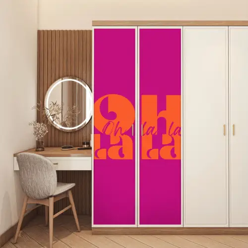 Oh la la - Roze - Oranje - Gestapelde letters deurposter klein -sfeer3