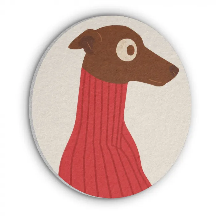 Silhouet - Hond - Trui - Rood Akoestische PET Vilt - Rond klein -3d