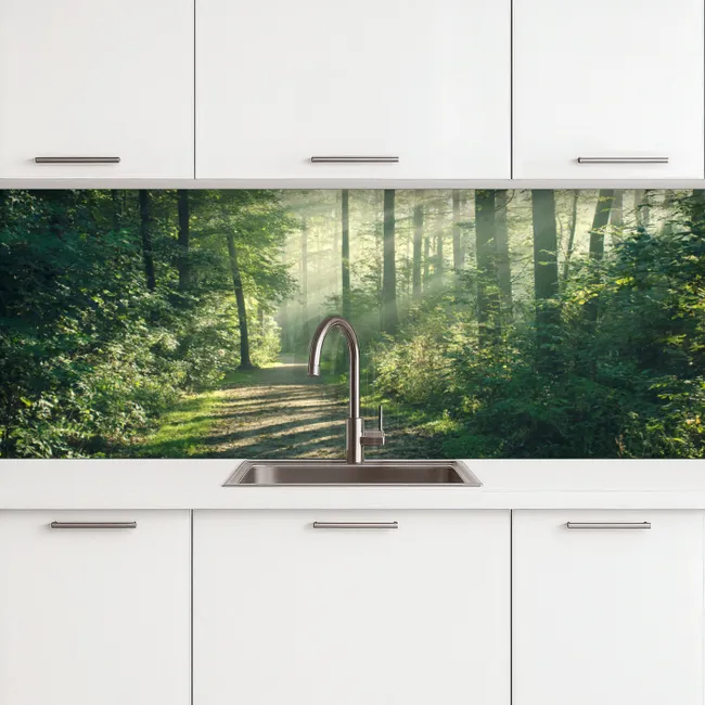 Kitchen Wall Splashback - Forest - Path - Sun - Trees - Green - Nature