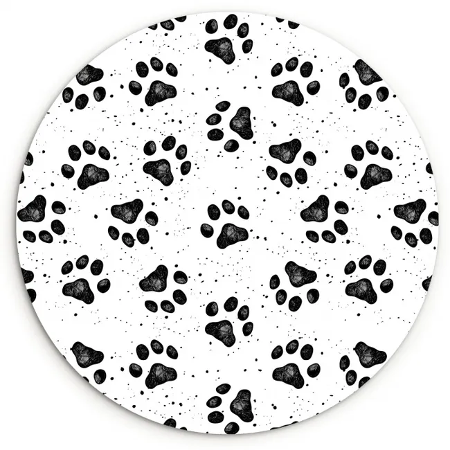 Paw - Pattern -Black Wandcirkel kunststof plaat 5mm dik klein 188 -3d