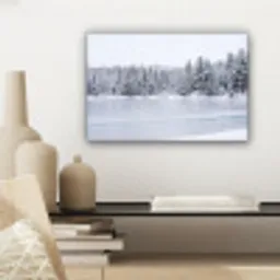 Meer - Dennen - IJs - Winter - Rustgevend canvas 2cm klein -sfeer6