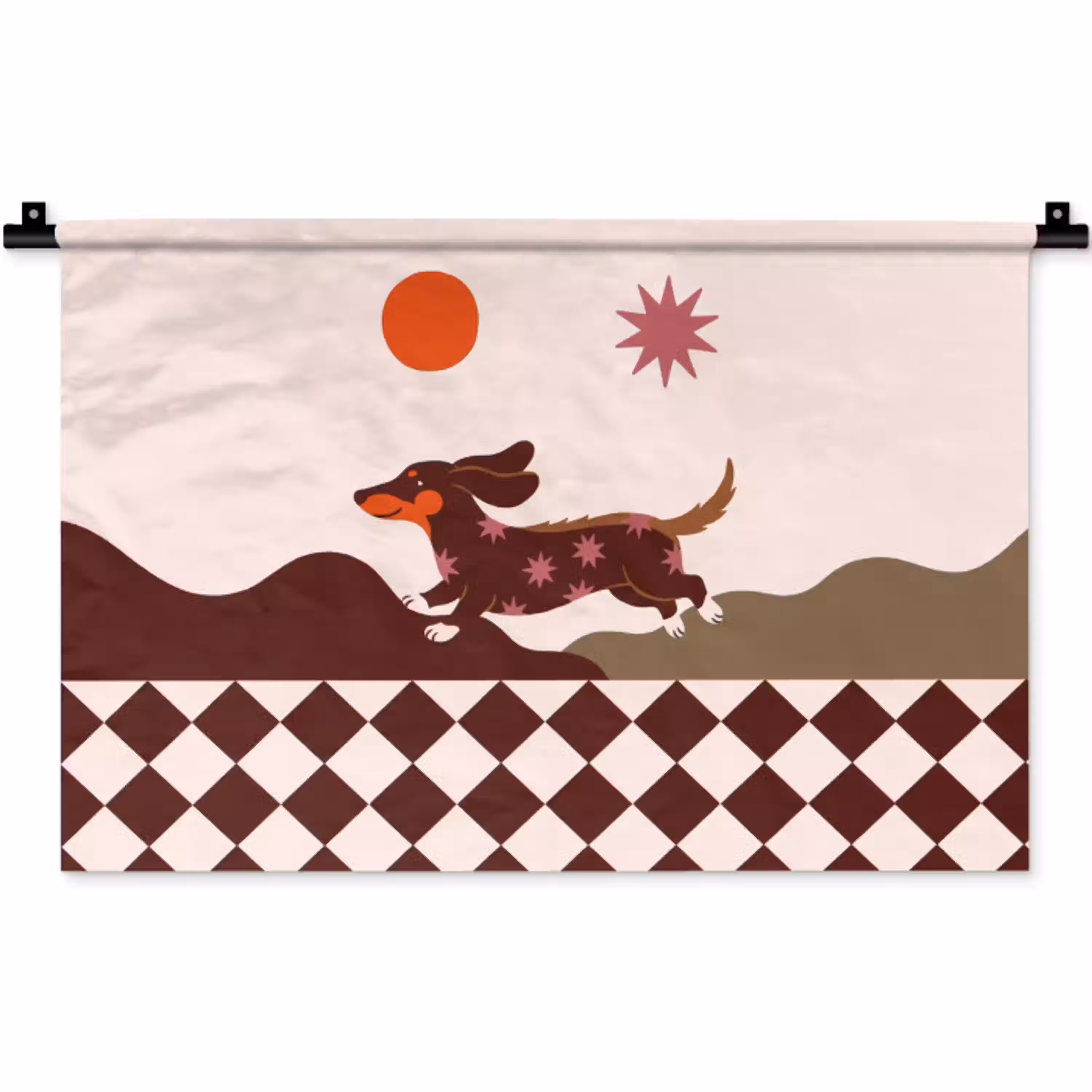 Hond - Abstract - Dieren - Modern - Bruin Wandkleed katoen klein -zz3d