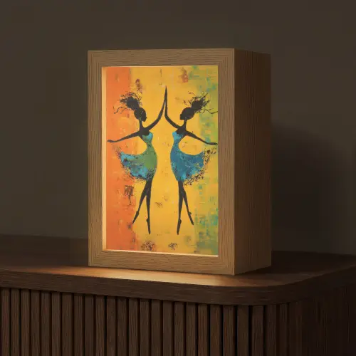 Dansen - Vrouwen - Verfstructuur Light Box met kabel (Tafellamp) klein -z3d_website