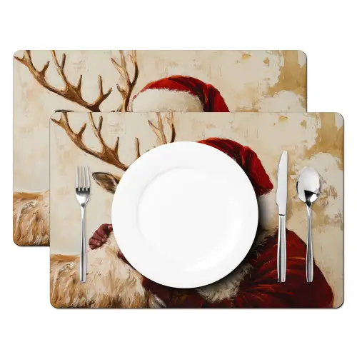 Kerstman - Rendier - Kerst - Christmas Placemat vinyl groot -zzsfeer2_Kitchenyeah-website