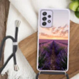 Landschap - Lavendelveld - Paars Hoesje Samsung Galaxy A52 5G met koord klein -sfeer4