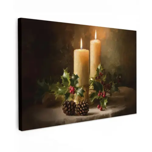 Kaarslicht - Kerst - Veelkleurig canvas 2cm klein -z3d