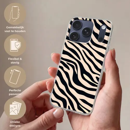 Zebraprint - Dynamisch - Roze Telefoonhoesje iPhone 17 Pro klein -sfeer3_NL