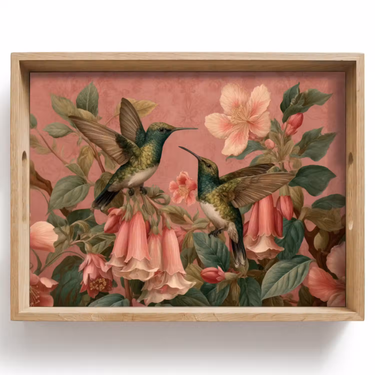 Dienblad - Kolibries - Bloemen - Groen - Roze
