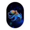 Octopus - Stippen - Blauw - Zee Wandcirkel Ovaal Glas middel -3d