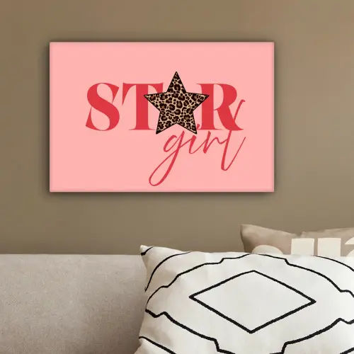 Star girl - Roze - Panter - Ster canvas 2cm klein -sfeer3
