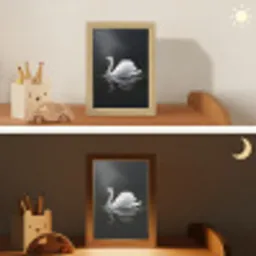 Zwaan - Water - Natuur - Realistisch - Wit Light Box met kabel (Kinderlampje) klein -sfeer3_kind
