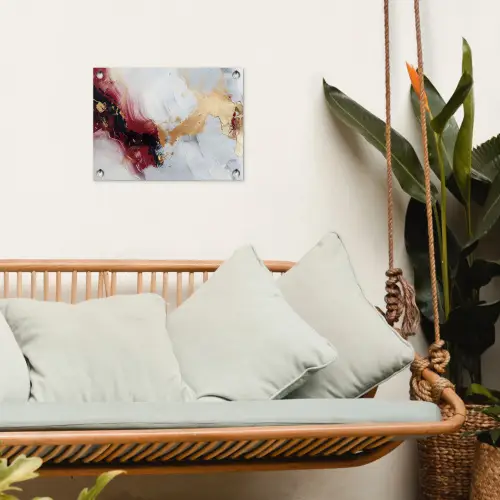 Rood - Abstract - Goud - Modern tuinposter los doek klein -sfeer7
