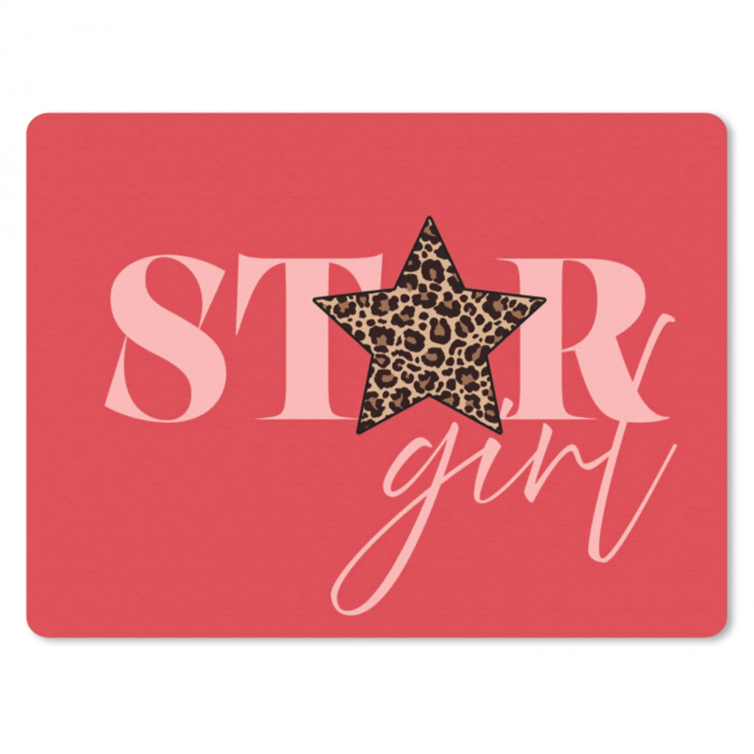 Star girl - Rood - Panter - Ster muismat rubber klein -3d