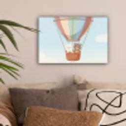 Luchtballon - Beren - Pastel canvas 2cm klein -sfeer1