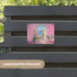 Roze - Buiten - Verf tuinposter los doek klein -sfeer3