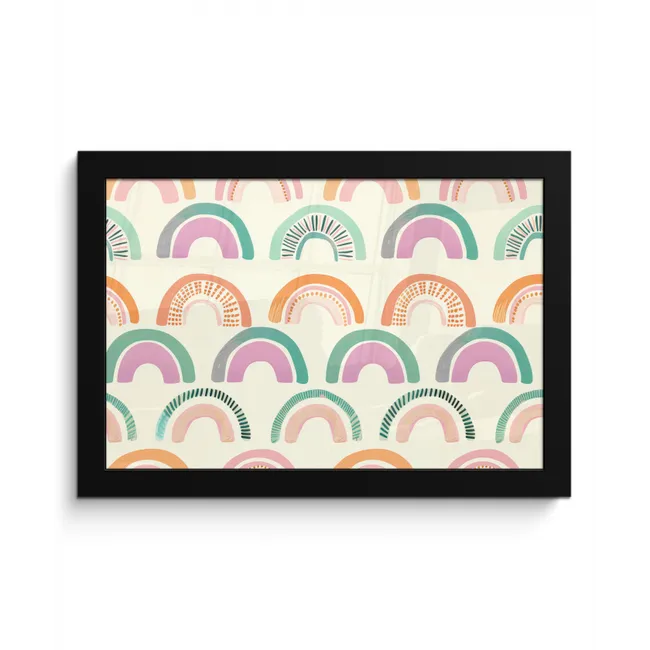 Regenboog - Pastel - Patroon fotolijst zwart zonder passe partout klein -3d