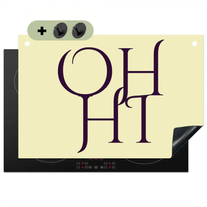 Oh hi - Geel - Monogram Inductie beschemer met haakjes klein -3d