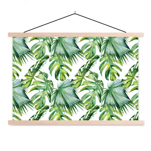 Monstera - Palmblad - Jungle - Tropisch textielposter latten blank klein -3d