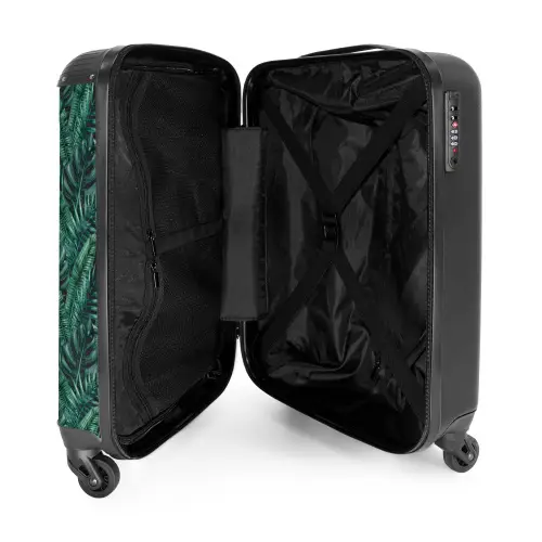 Palm bladeren monstera donker patroon NBS - Handbagage koffer - Volwassenen Unisex middel -binnenkant