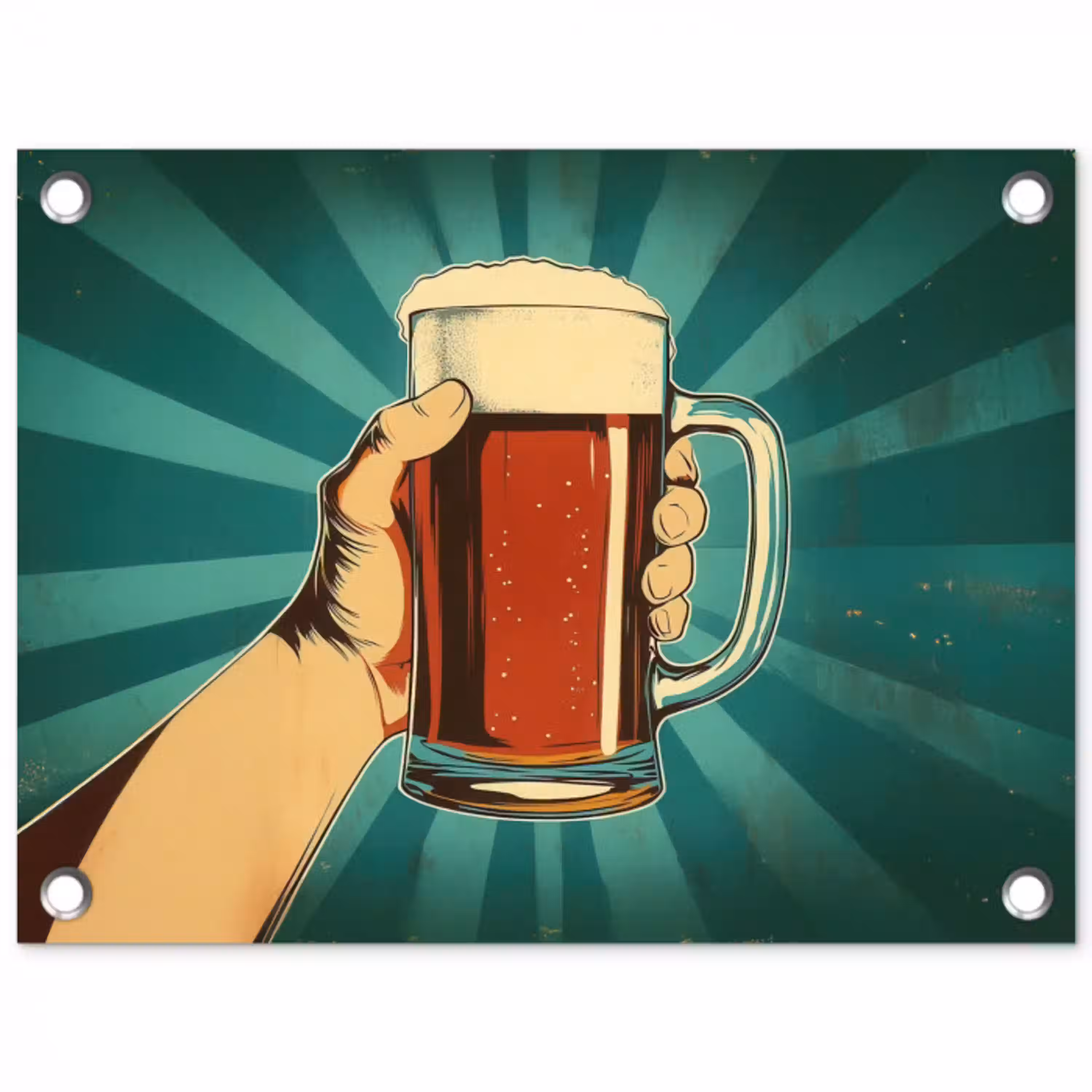 Bierglas - Schuim - Retro - Groen tuinposter los doek klein -3d