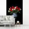 Rode - Bloemen - Tulpen - Vaas fotobehang vinyl groot -woonkamer