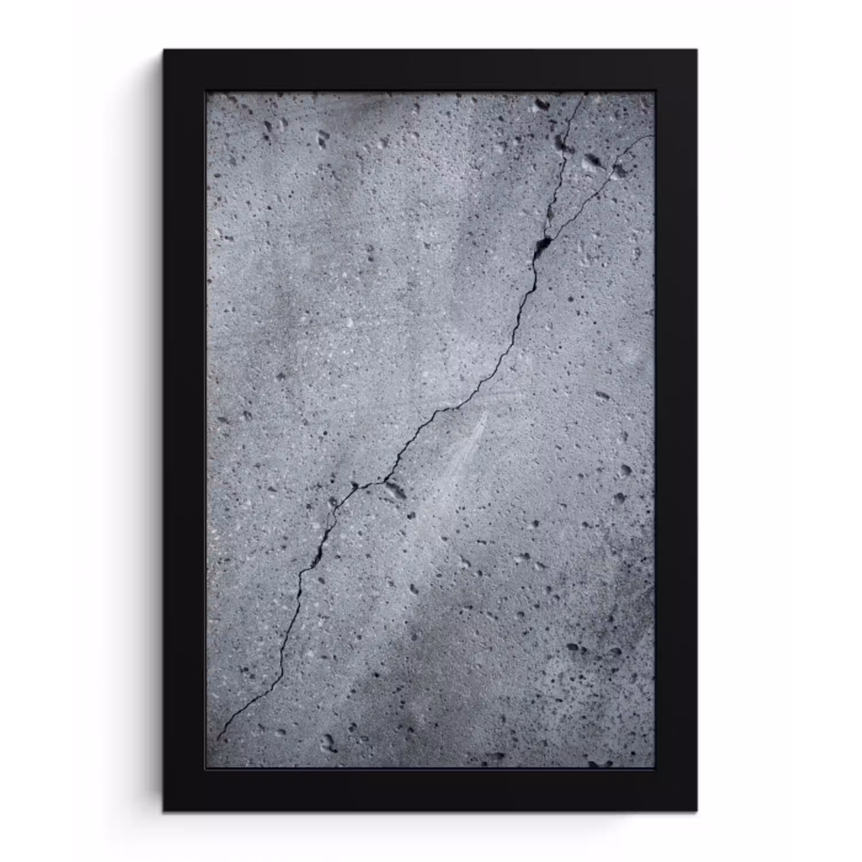 Beton - Grijs - Scheur fotolijst zwart zonder passe partout klein -3d