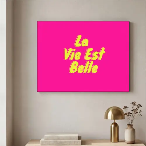 Quote - Retro - Roze Textielframe zwart klein -sfeer2