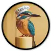 Ijsvogel - Pilaar - Koksmuts - Vogel Fotolijst rond zonder passe partout klein -3d