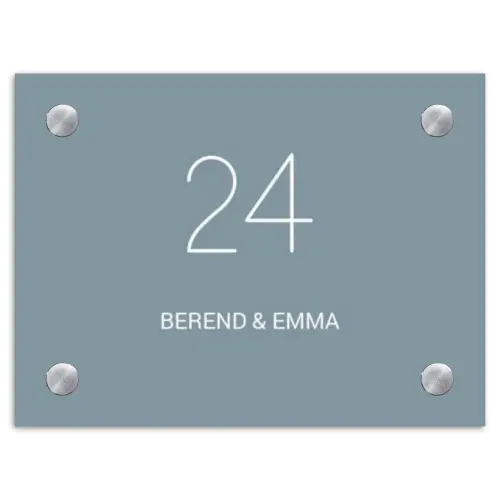 Effen blauwgrijs - Klassiek Naambord Rechthoek middel -3d