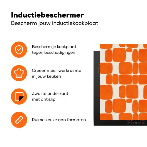 Patroon - Retro - Oranje Inductie beschermer vinyl 3mm klein 276 -zzzzzzz-td-ups