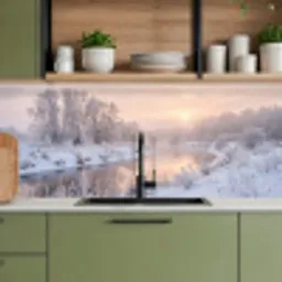 Rivier - Winter - Landschap - Sneeuw - Zonsopgang keuken achterwand 2 middel -sfeer3
