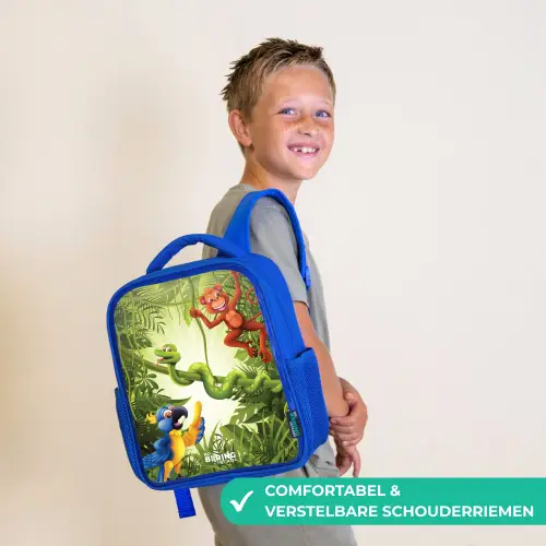Dieren in de jungle Kinderrugzak - Blauw middel -sfeer3_NL