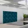 Bloesem - Blauw - Turquoise keuken achterwand spatscherm klein 900 -3d_schuin