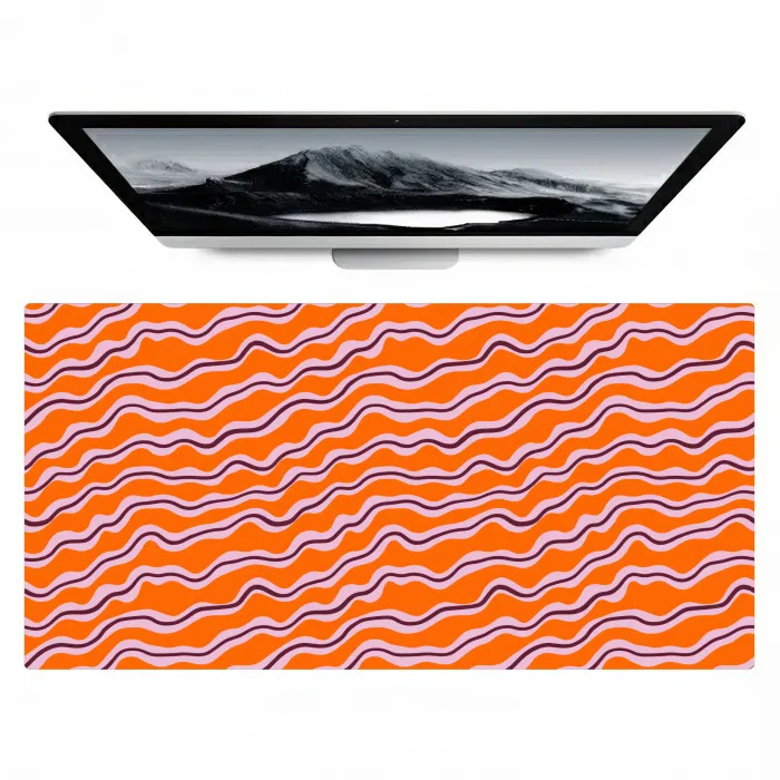 Retro - Golvend - Oranje Muismat XXL klein 681 -zzz3d