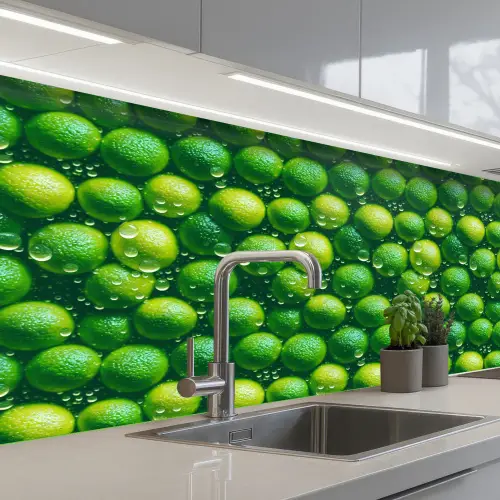 Limoenen - Druppels - Groen keuken achterwand 2 middel 871 -3d_schuin