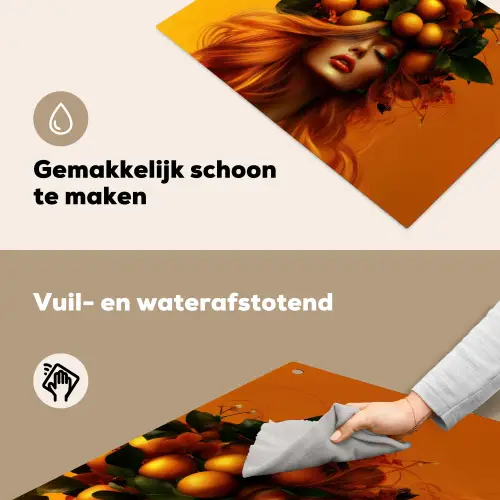 Vrouw - Citroenen - Bloesem - Geel Inductie beschemer met haakjes klein -ky-schoon-nl