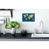 Wereldkaart - Donkerblauw - Beige Muursticker klein -keuken