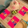 Kat - Kimono - Bloemen - Roze Placemat vinyl groot -zzsfeer5_Kitchenyeah-website